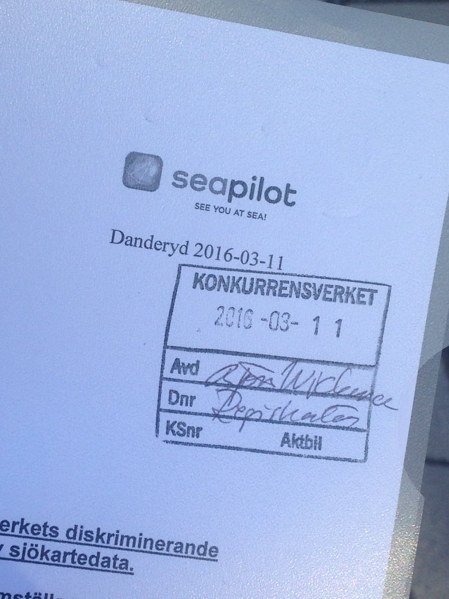 seapilotnav's tweet photo. Now its official, hopefully we soon can provide charts for Sweden as cheap as our competitors. https://t.co/AyqPjXyGgS