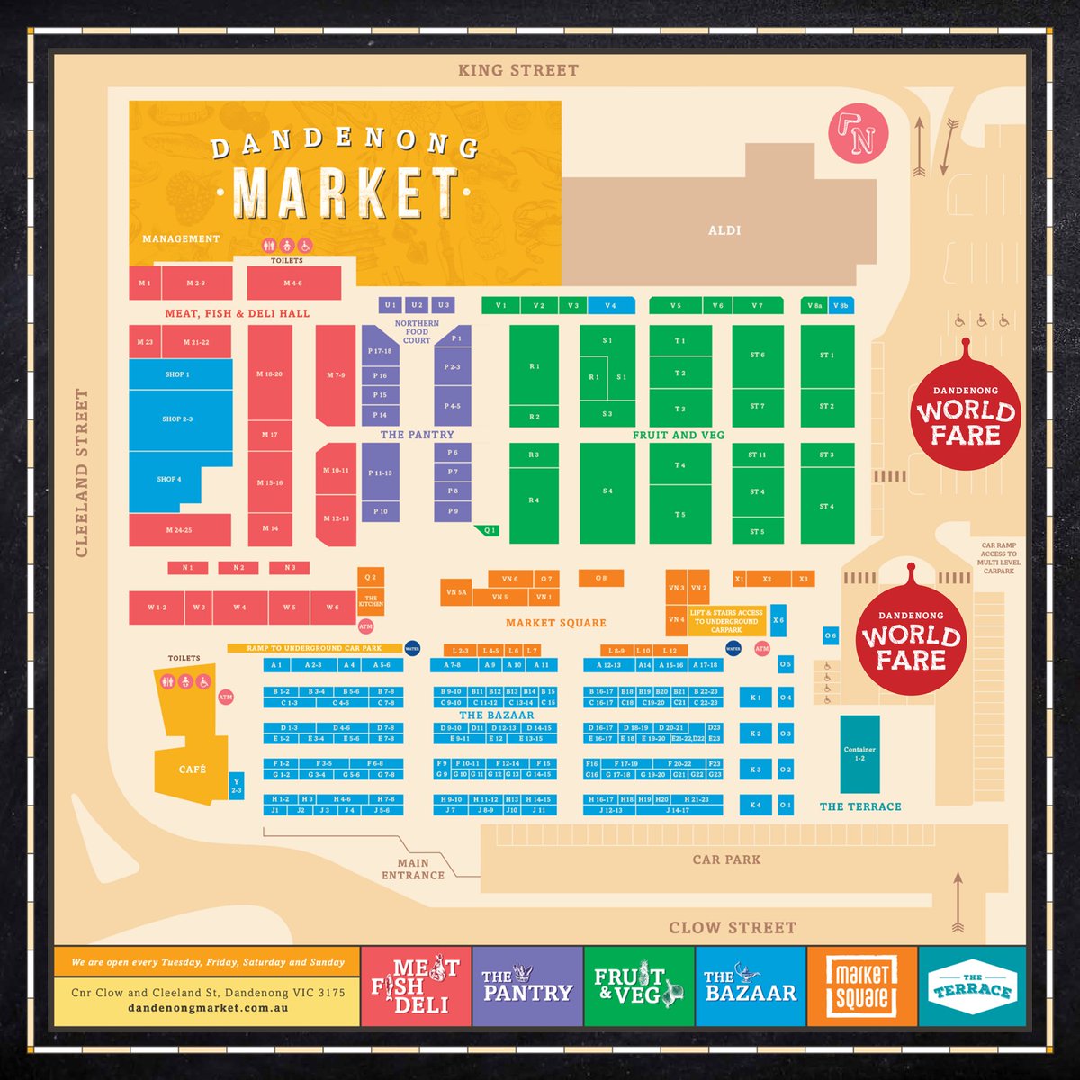dandenongmarket's tweet photo. Visiting us for the 1st time for #WorldFare? World Fare is to the East of the market, via The Bazaar, Market Square. https://t.co/Dn6qdqSjCu
