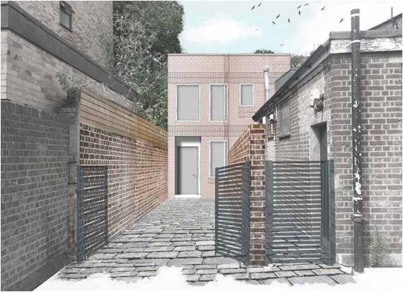 Planning permission achieved on a difficult plot in Croydon to develop a contemporary 2 bedroom house.