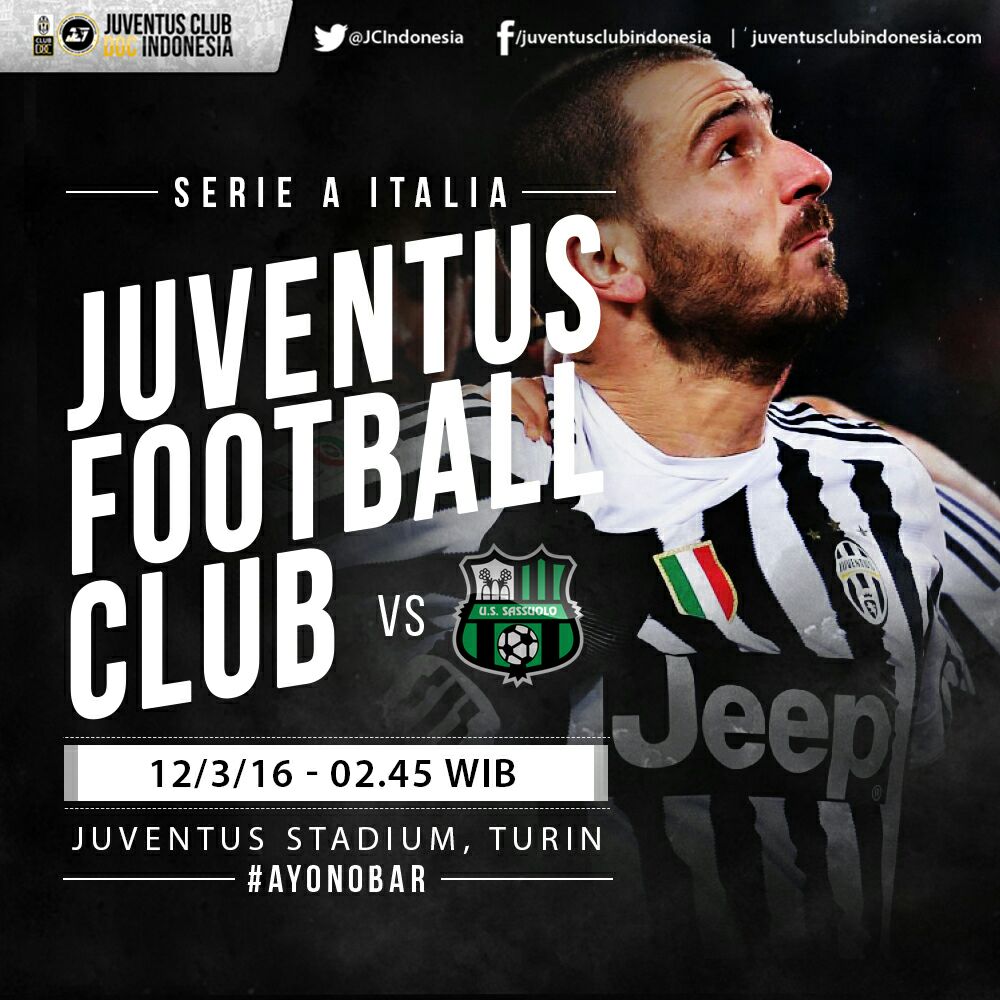 JCIndonesia's tweet photo. #NextMatch #SerieA #Gio29 | Juventus vs Sassuolo | Sabtu, 12/3 | Pkl 02.45 WIB | Juventus Stadium | LIVE BeinSport 2 https://t.co/87IiieRUz1