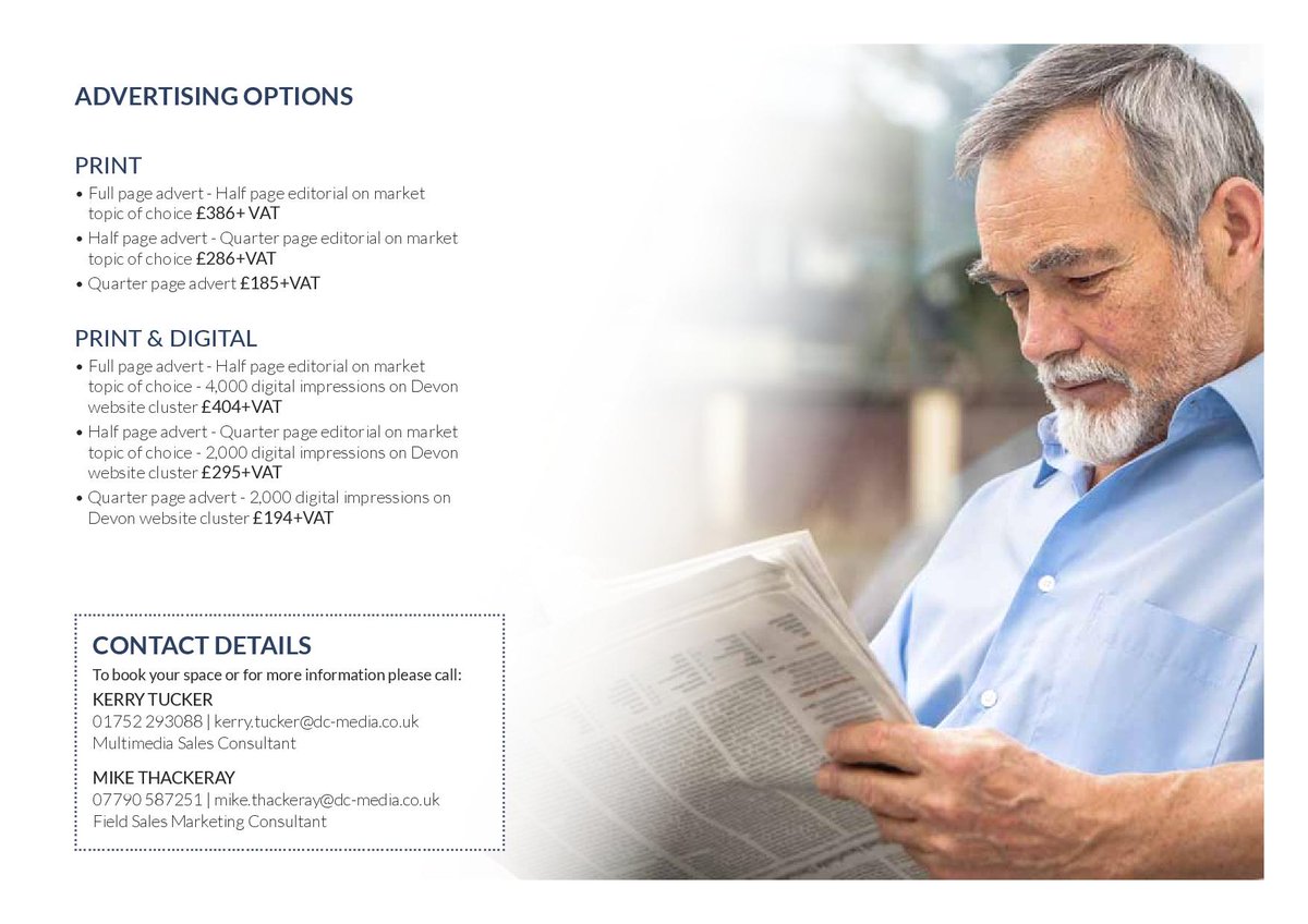 We have a West Devon area mini supplement in the <a href="/WMNNews/">Western Morning News</a> on Saturday 19th March. Please contact me for more info