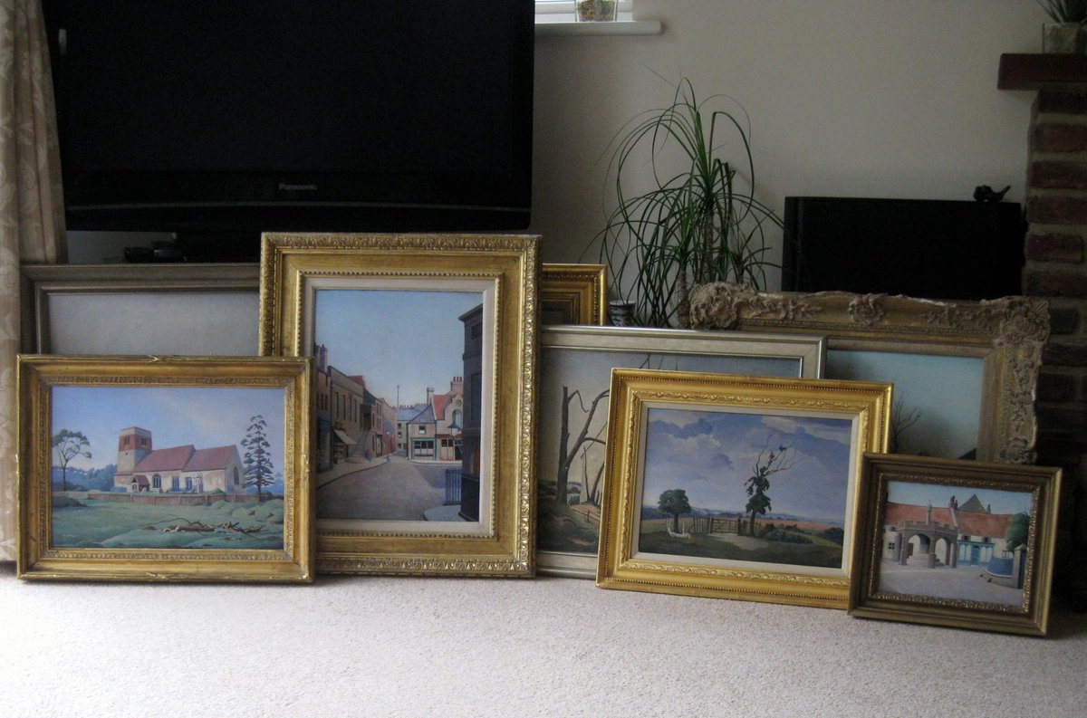 EastLondonGroup's tweet photo. It looks like I've got my own exhibition going on here! Getting all the paintings ready that have been kindly loaned https://t.co/UO1vF7re61