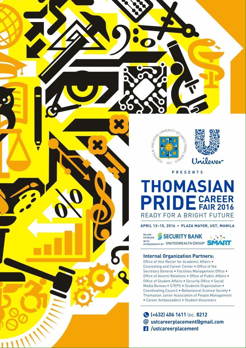 BESSOCOFFICIAL's tweet photo. Happening this April 13 to 15 at the UST Plaza Mayor! #ThomasianPride #ReadyForABrightFuture #USTCareerFair2016 https://t.co/xP8y8oi8Sd