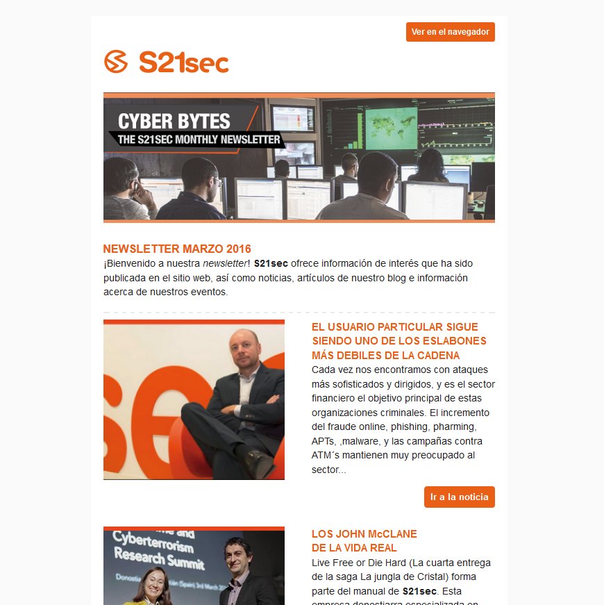 S21sec's tweet image. ¡Bienvenido  a nuestra newsletter! #S21sec  #Noticias #Ciberseguridad
Leer Newsletter: s21sec.com/boletin/2016/c…