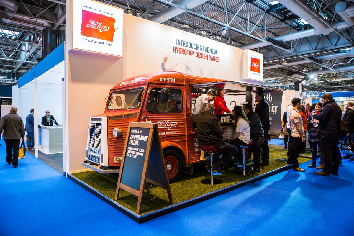 oneagencyco's tweet image. Our eye-catching design of @ZipWaterUK's new Hydration Station drew in lots of thirsty visitors @kbblive! #ZipEffect