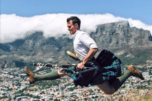 SmartTurnout's tweet photo. Jumpin' into Friday like ππ» our brand ambassador kickin' up a storm with @discoverctwc in #CapeTown #BagpipeCT https://t.co/eq37HKzhYz
