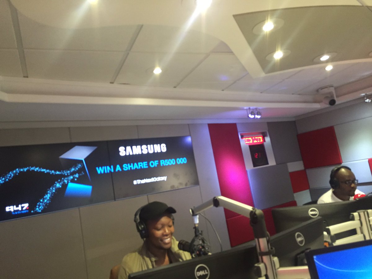 Chilling in studio, watching people win money with <a href="/SamsungMobileSA/">Samsung Mobile SA</a> on <a href="/947/">947</a>. Alas, I can't win 😢 #TheNextGalaxy