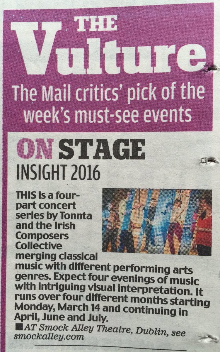 irishcomp's tweet image. Thanks @irishdailymail for making #MusicInSight their critics pick of the week! ❤️

Tickets: smockalley.ticketsolve.com/shows/87354775…