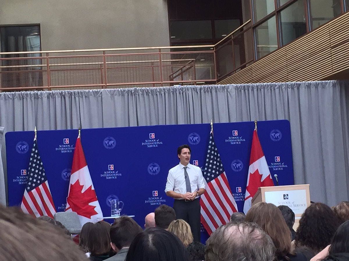 catisglobal's tweet photo. @JustinTrudeau encouraging SIS students: Avoid short-term thinking &amp; build for the next decade #TrudeauAtAU https://t.co/h1e9pGytpY