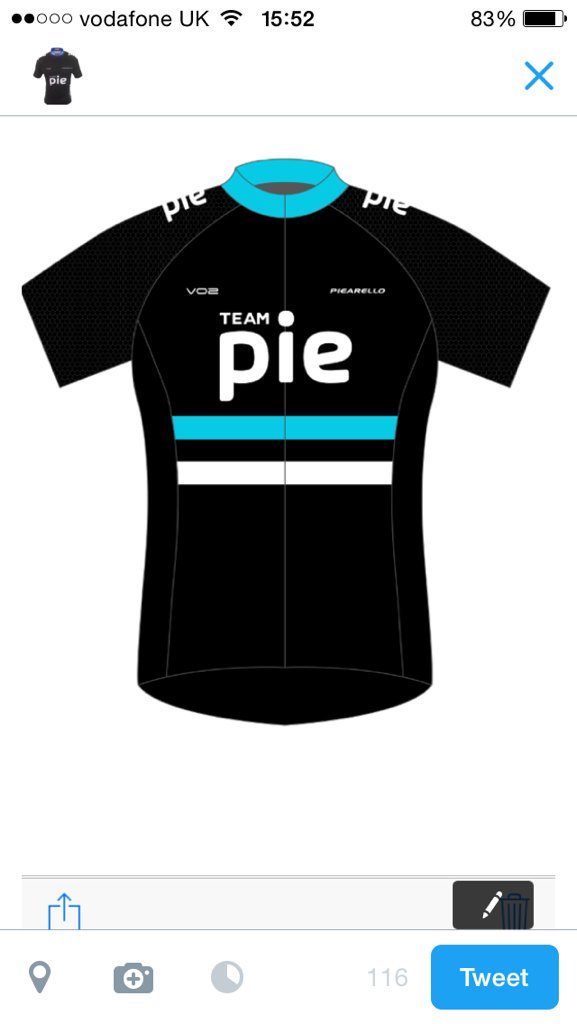TeamPie1's tweet photo. Ladies & Gentlemen here we go! new @TeamPie1 kit . Available from next week via the website - thanks @VO2sportswear https://t.co/AqxI9DpseG