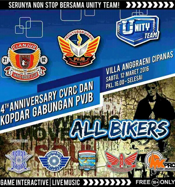 PREPARE Happy Anniversary ke-4 tahun Cianjur Vario Riders club danKOPDAR GABUNGAN PVJB(PaguyubanVarioJawaBarat)
