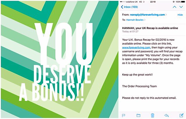 ForeverForU1's tweet photo. Love a bonus!! 😁 #jobthatpaystwice #ownboss #bonus #loveit https://t.co/ANMYXQTeDa