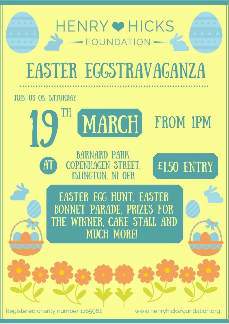 Come and join us on Saturday 19th March for our Easter Eggstravanagaza! #HenryHicksFoundation