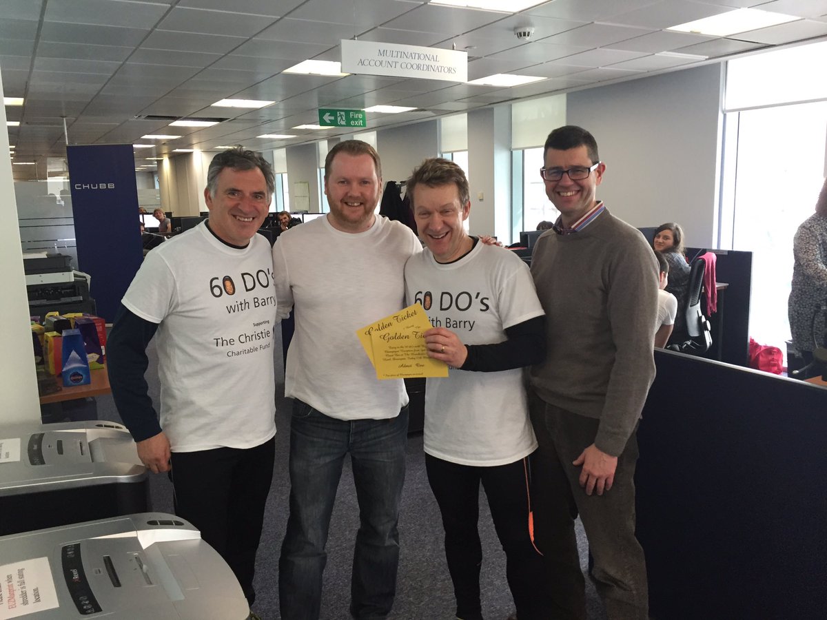 60doswithbarry's tweet photo. It's tropical in the Chubb building. Well done to Nick who will be joining us @HiltonMCR later on today. https://t.co/bwlxVohUO0