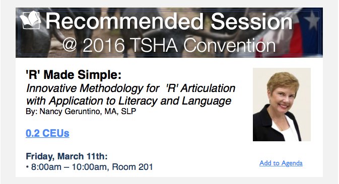 NorthernSpeech's tweet photo. We think you're really going to love Nancy Geruntino's session this morning! #TSHA2016 #TSHA16 #SLPeeps #RMadeSimple https://t.co/whzZIPyH3N