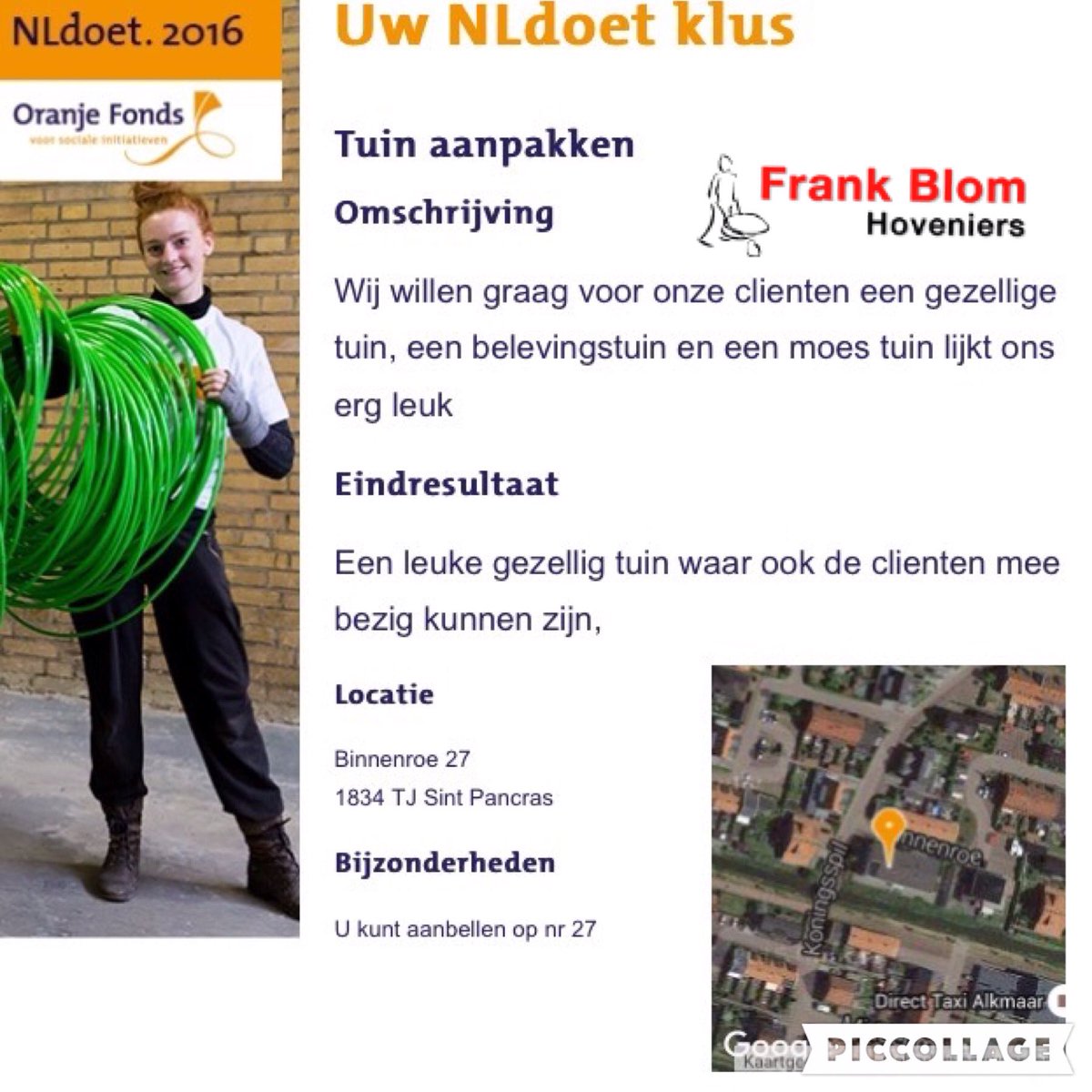 Frank Blom Hoveniers vandaag ook aan het werk met en voor #NLdoet