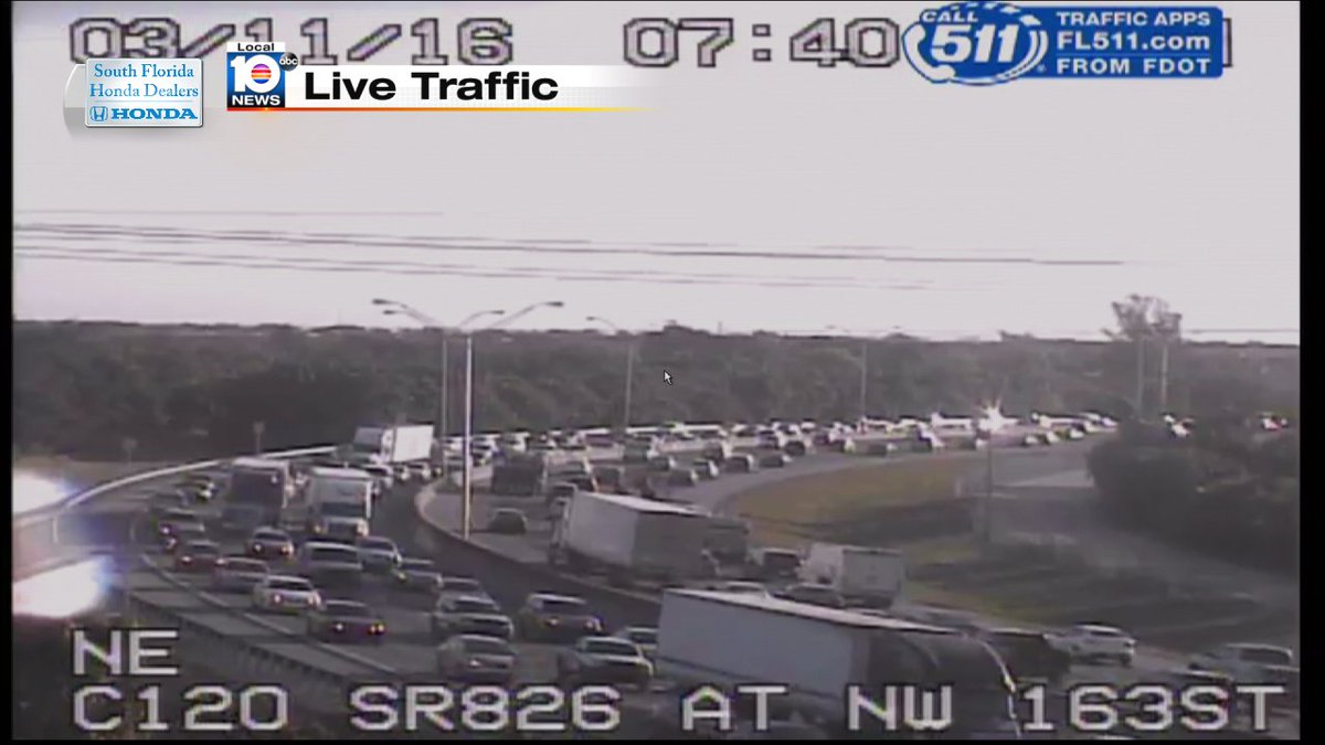 Heavy delays due to a crash on SR-826 SB and NW 154th St #TRAFFIC #MIAMI https://t.co/y1GnUAIdi2