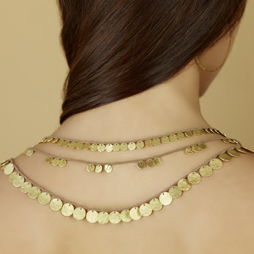 meandrojewelry's tweet photo. Cascading gold. https://t.co/N7zIfWNSP8 #golddiscs #meandro #madeinnyc #hammered #cordnecklace #bohemian https://t.co/QUxv9cuvsV