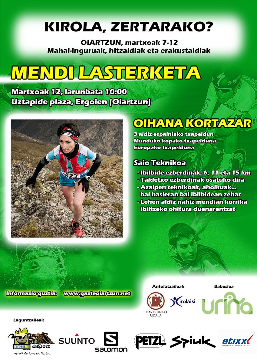 oiartzundik's tweet photo. @SansonProba Zabaltzerik?
Bihar, @OihanaKortazar -ren eskutik mendi lasterketan inguruko saio teknikoa Oiartzunen https://t.co/h4yXZmnuL7