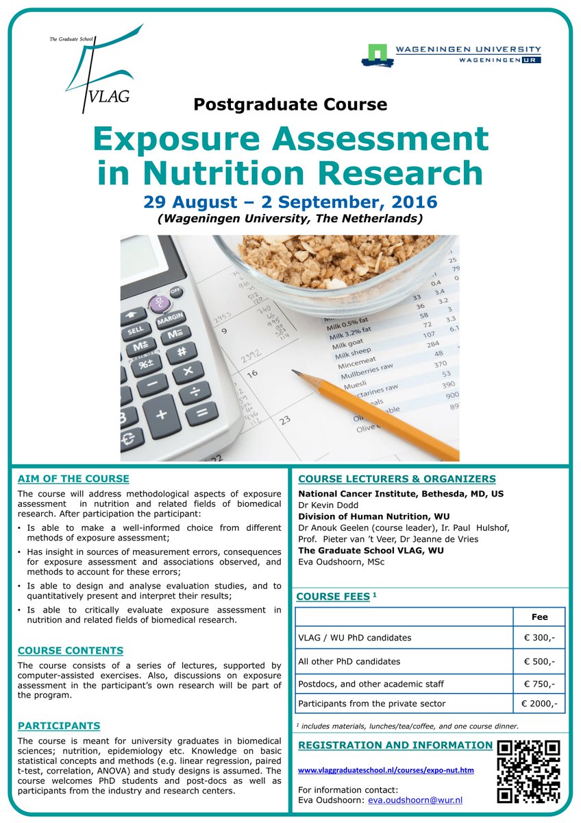 EuroDISH's tweet photo. #Postgrad course Exposure Assessment in #Nutrition Research @WageningenUR Register at: https://t.co/CH00ZanZEF https://t.co/F68y7pMPmM