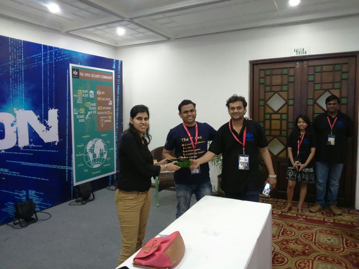avkashk's tweet photo. Team Hackster, we won CTF in hacker village @nullcon @Galactic_Master @NullMumbai #NullCon2016 @NeeluTripathy https://t.co/NjGPUosFc7