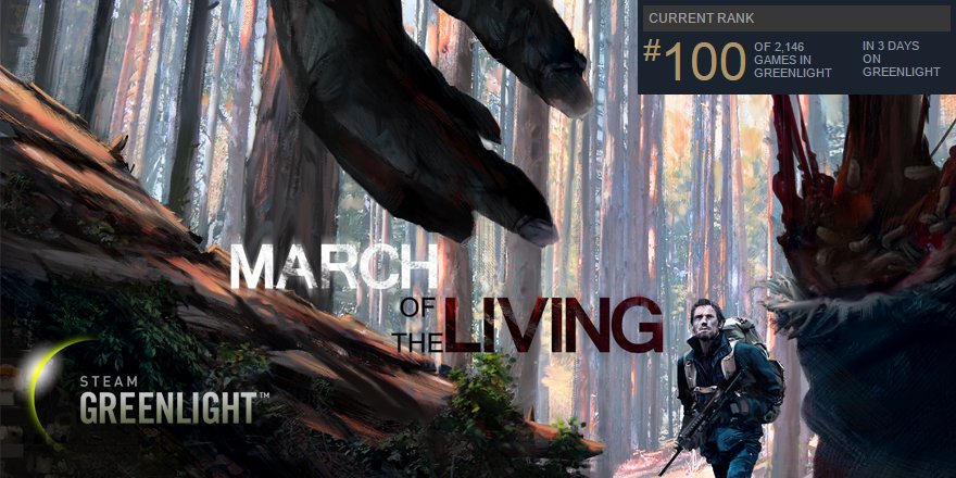 Over00's tweet photo. In 3 days, March of the Living reached the top 100 on Greenlight! #indiegamedev #indiegame https://t.co/e46bKjSpiA https://t.co/0N21TUSyvQ