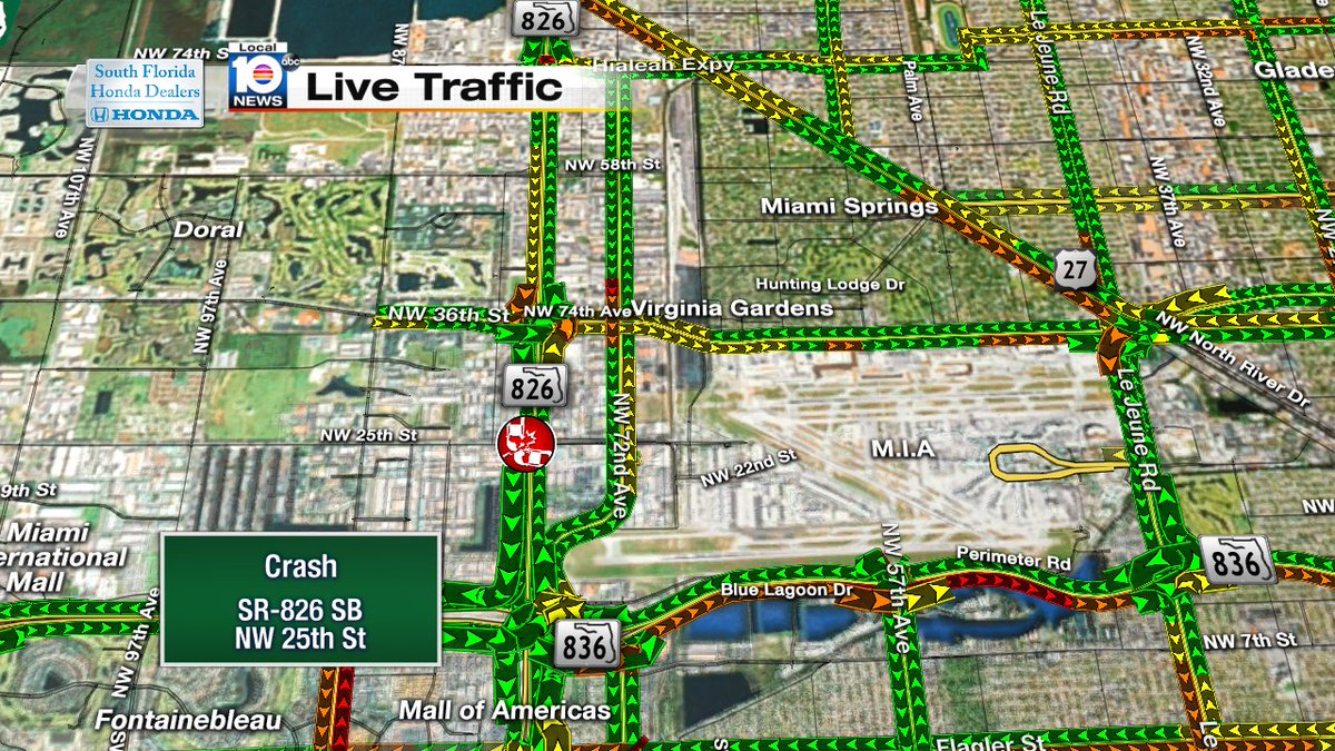 Crash on SR-826 SB & NW 25th St #TRAFFIC #MIAMI https://t.co/6b8i9dowz3