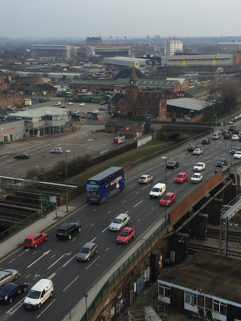 Nottingham Forest FC City Ground behind Notts County FC Meadow Lane Park. Closest football grounds in UK. #UKsoccer