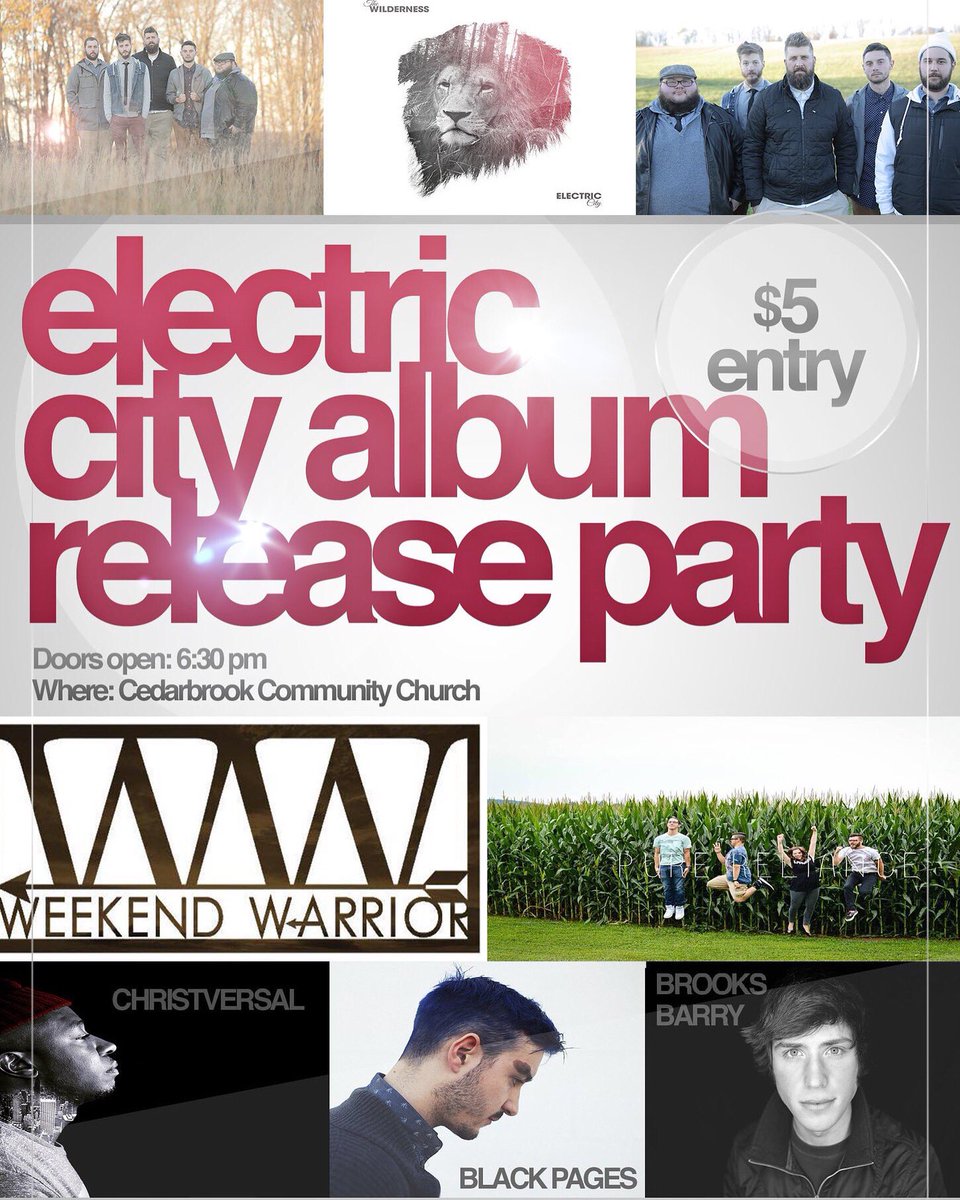 ElectricCity2's tweet photo. Tonight. 7pm. Cedarbrook Community Church. $5. We'll be playing "The Wilderness" with a few surprises thrown in... https://t.co/j2Jpu6Mamp