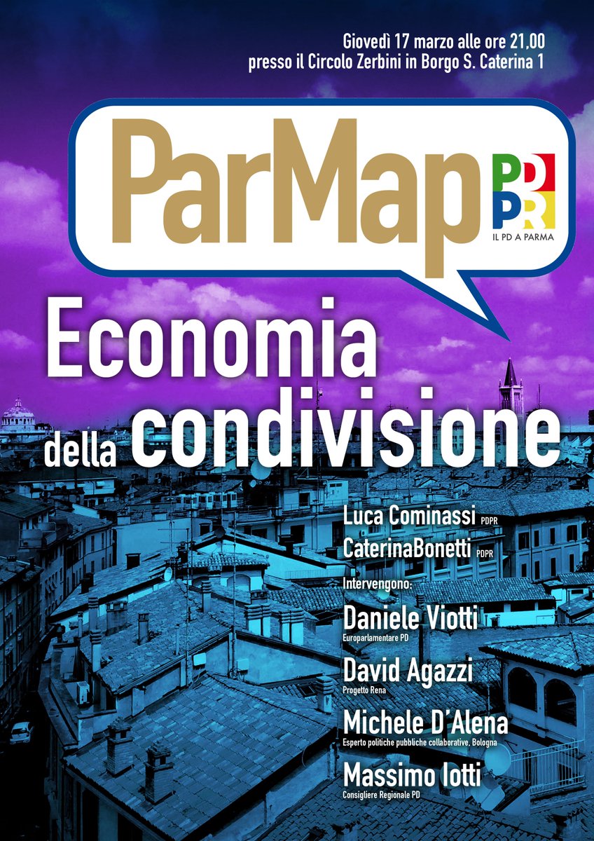 parmadem's tweet photo. Giovedì 17/3 tutti al @ArciAZerbini per la serata economia della condivisione https://t.co/A0AfsnVD9i https://t.co/J6naiiSUQD