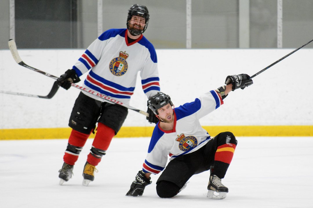 YorkRegion's tweet photo. PHOTOS: Newmarket Raiders take on @YRP in charity game https://t.co/My2rWFL7ql https://t.co/NIsjLwldEg