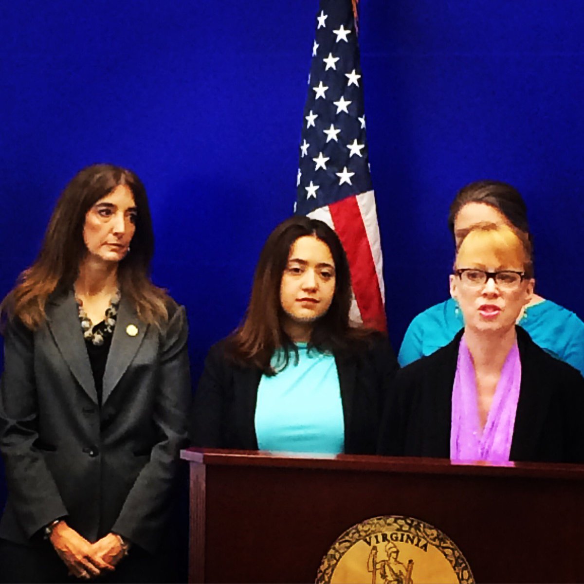 EndRapeOnCampus's tweet photo. EROCs @aelizabethclark & @andreactually speak alongside Delegate @EFillerCorn to celebrate passing #HB1102 & #HB659 https://t.co/zVcCUN7moh