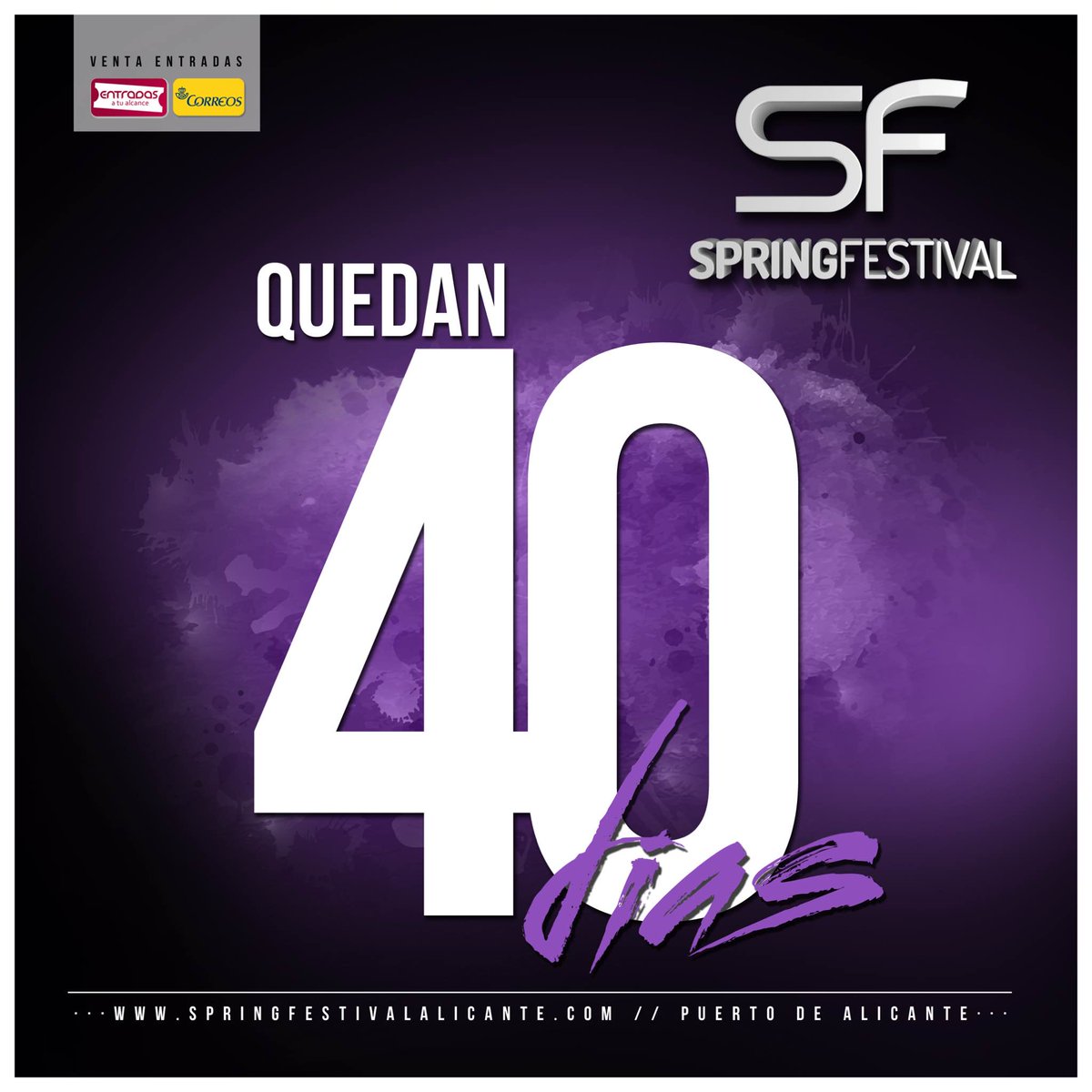 SpringAlc's tweet photo. ¡Falta 40 días para el Spring! ¿Tienes tu entrada? Si te esperas a que llegue el SOLD OUT, será demasiado tarde. 😱👆 https://t.co/jvpioZbtk9