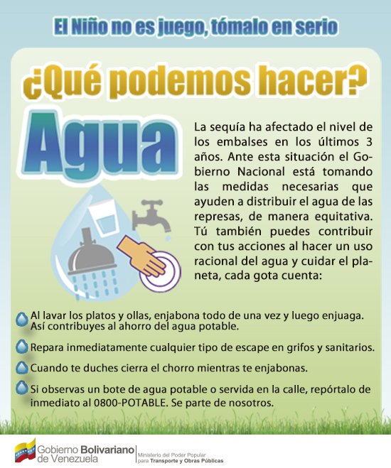 metro_caracas's tweet photo. Contribuye cuidando el planeta y haciendo uso racional del agua,el Fenómeno #ElNiño no es un juego,tómalo en serio https://t.co/Q89LNpzKWj