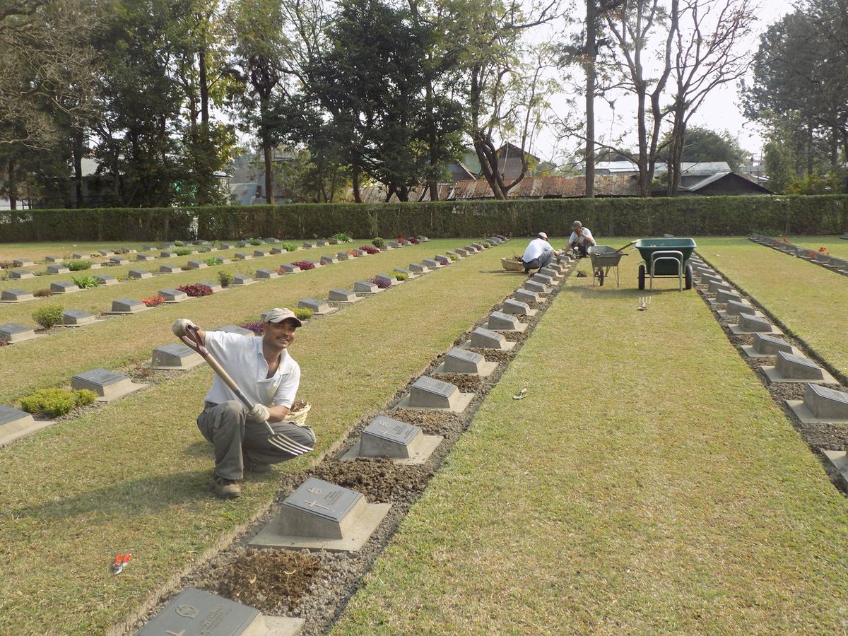 ApGolmei's tweet photo. @CWGC gardeners at Imphal War Cemetery, India, replanting and applying manure. @SiJFletch @grai007 https://t.co/kp66wLadDa