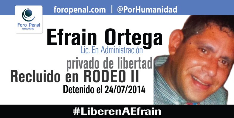 ForoPenal's tweet photo. Efrain Ortega, preso político, Rodeo II. Con tromboflebitis, insuficiencia renal, sufrió hepatitis C #LiberenAEfrain https://t.co/fZjMyKEiBK