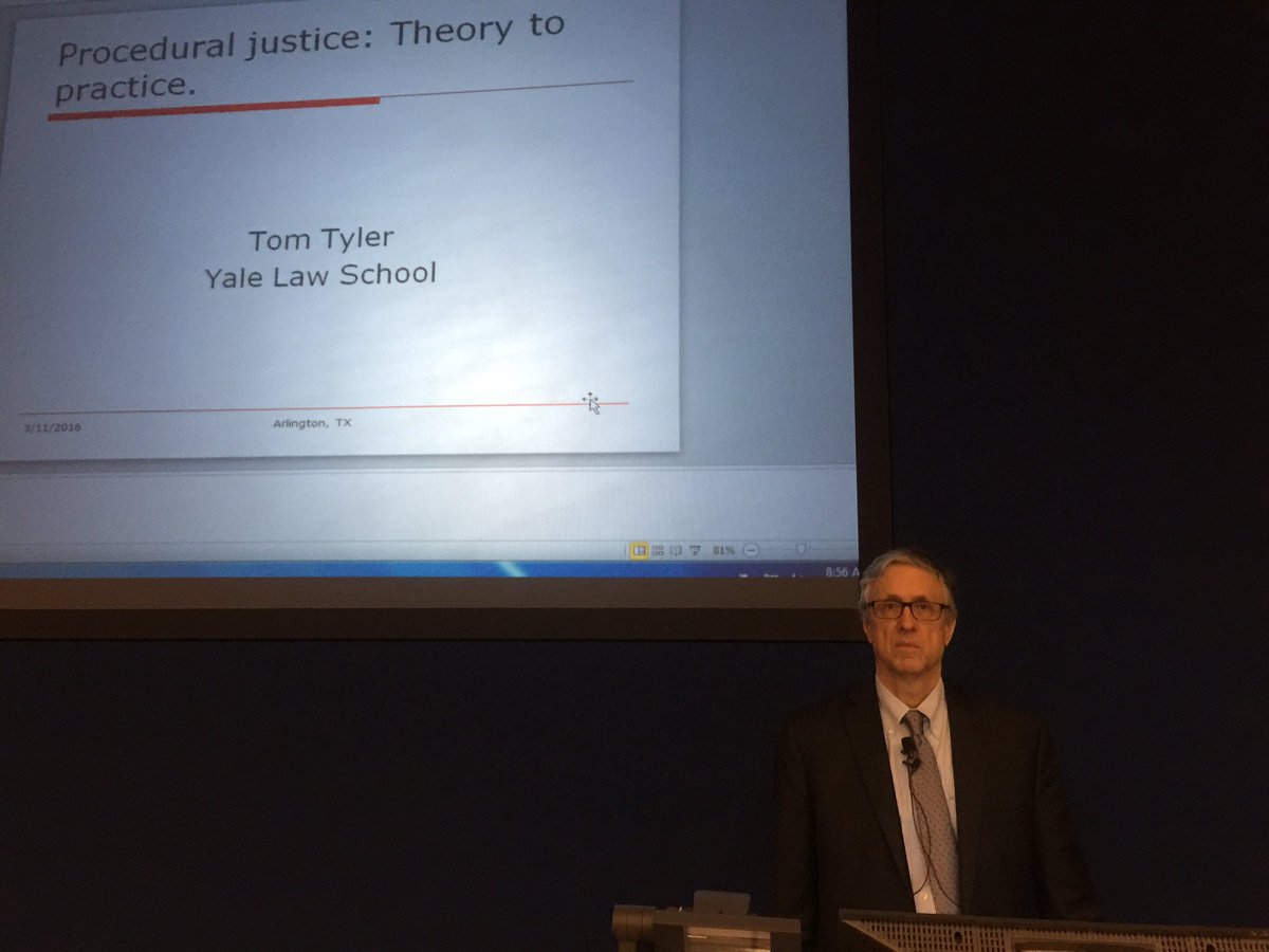 ArlingtonPD's tweet image. Keynote speaker Dr. Tom Tyler from @Yale talks #ProceduralJustice &amp;amp; how to elevate trust in communities @utarlington