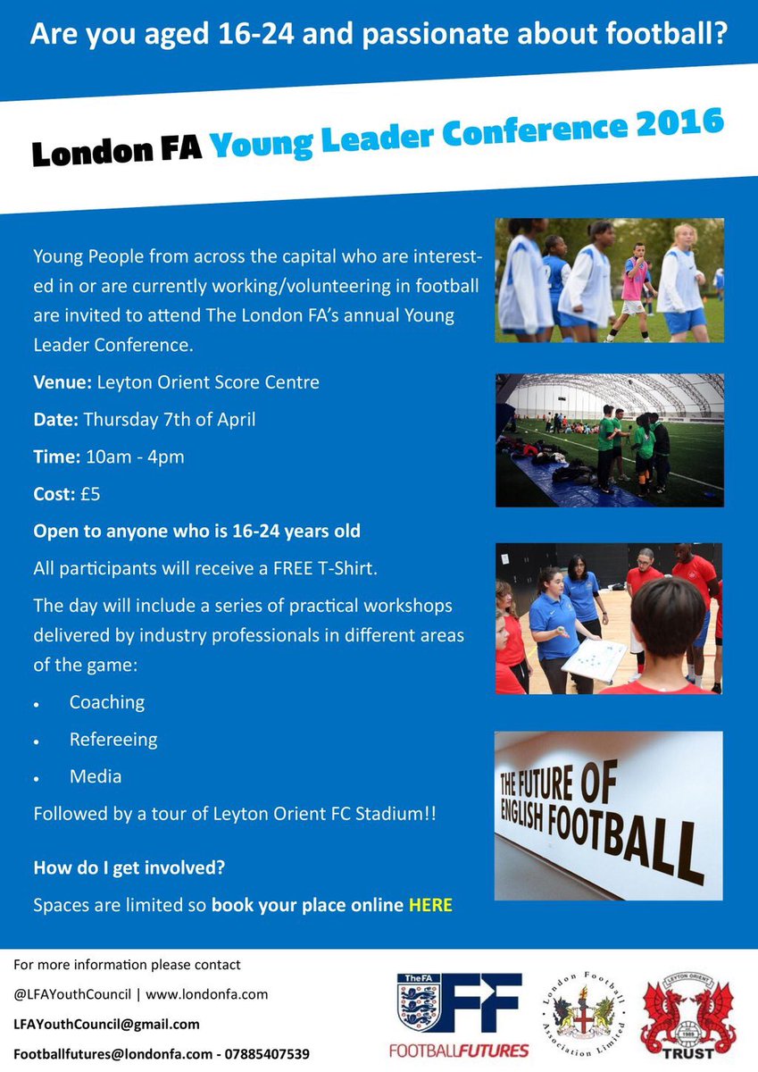 LondonFA's tweet photo. Aspiring Young Coach? Looking for something to do this Easter #YoungLeaderConference - https://t.co/npEyZu4zoi https://t.co/2pFiaWmCBy