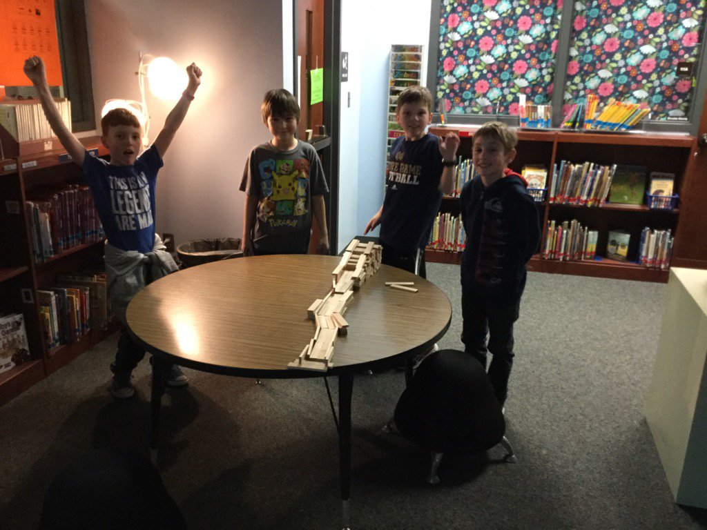 DWE_Library's tweet photo. @Maker_Kid_ #KevaChallenge Marble Run 3ft. 2 in. Celebrating their hard work!! https://t.co/OnIlJQjnYD