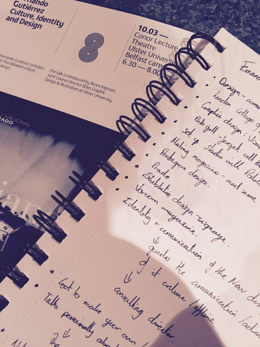 Eemilybreen's tweet photo. Notes from the very inspirational talk last night by Fernando Gutierrez #fouweds @louoboyle https://t.co/OjR8sv299j