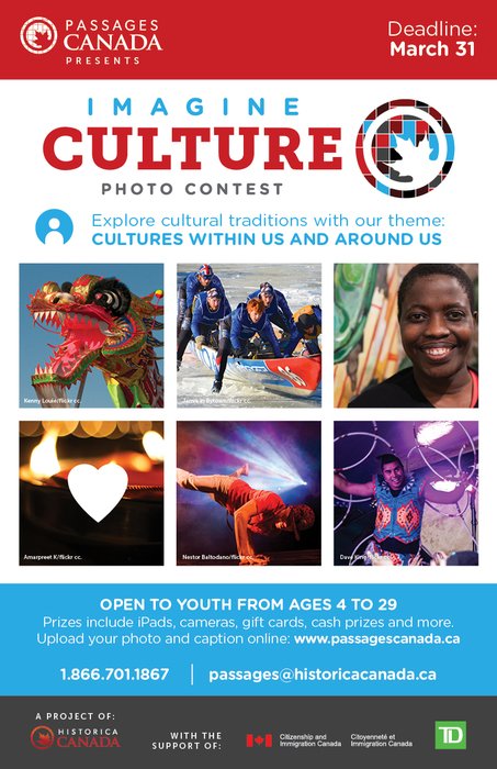 Check out <a href="/PassagesCanada/">Passages Canada</a> #ImagineCulture photo contest... youth can submit photo capturing culture in community