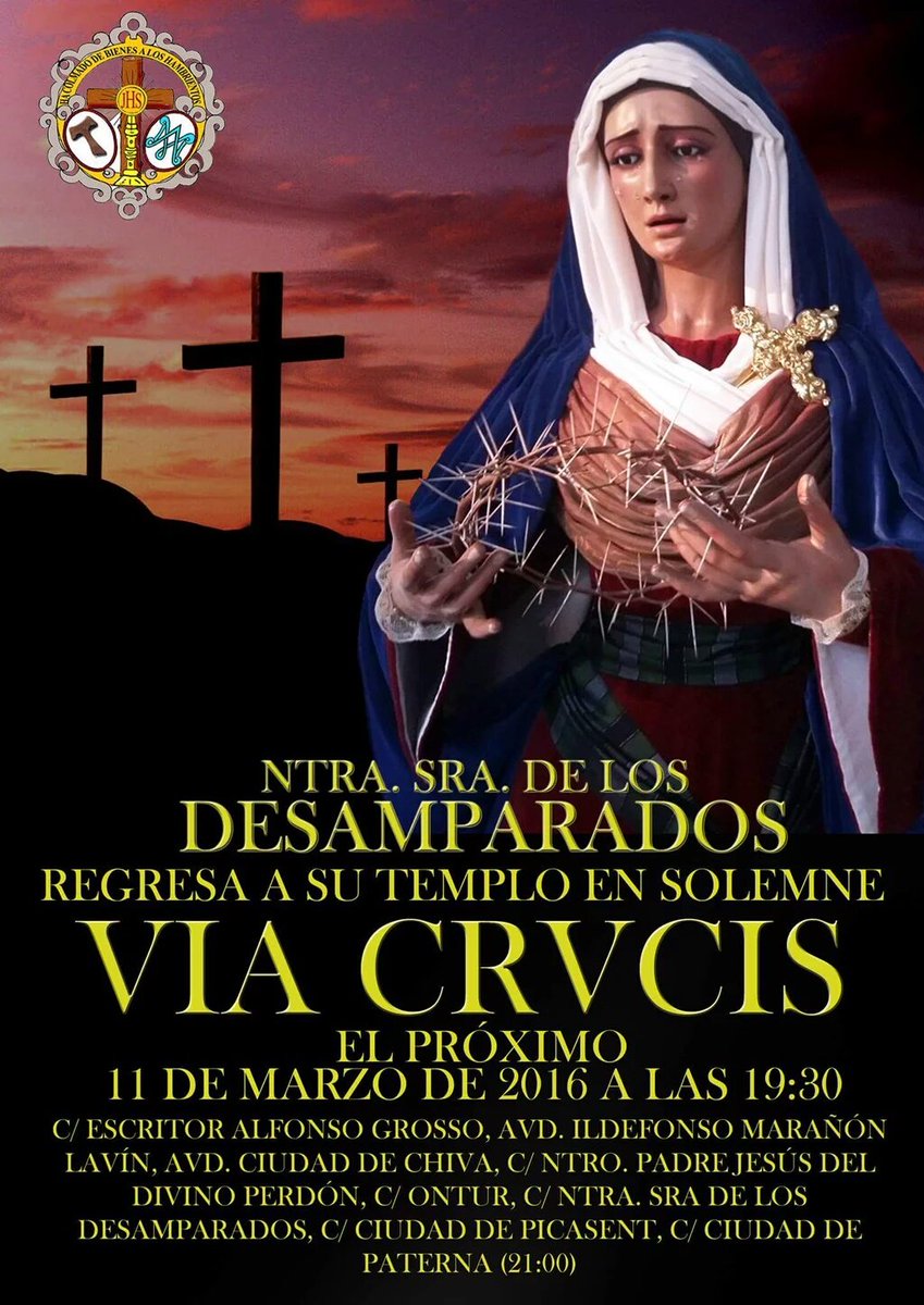 A las 19:30 h., tendrá lugar el vía crucis de la Virgen de los Desamparados de Alcosa

📷 @Desamparadossev