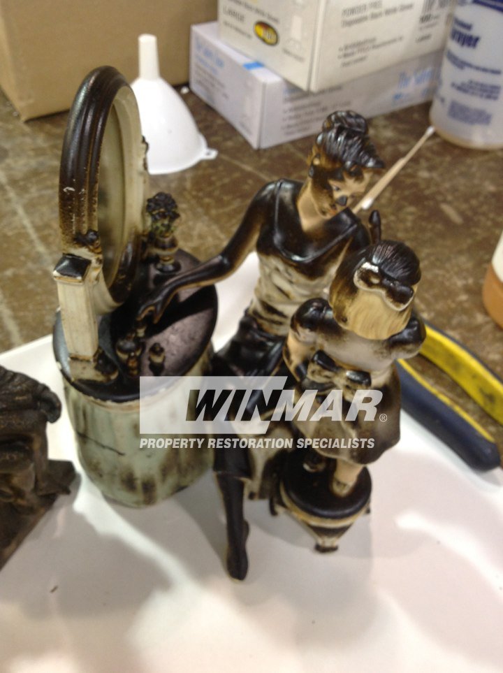 WinmarHamilton's tweet image. Oh no! This beautiful Figurine affected by a fire... can it be saved?! #Property #Restoration #Contents #Fire #Soot
