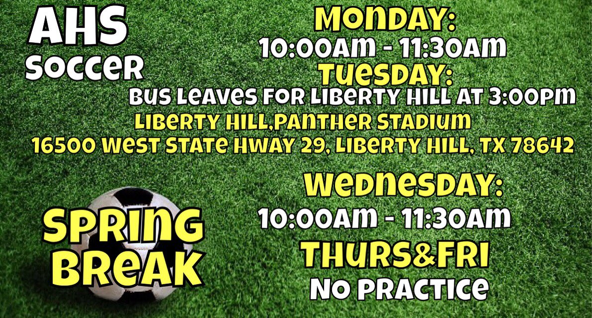 AISDBeeBoosters's tweet image. #AHSSoccer #SpringBreakSchedule SEE BELOW!