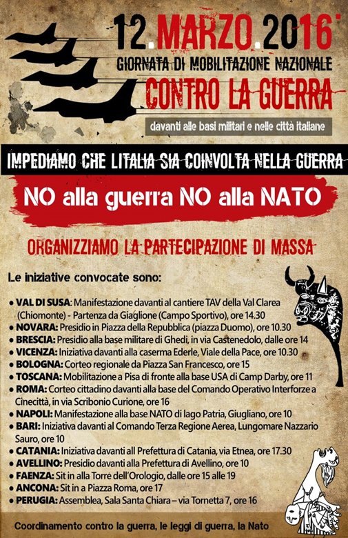 12 Marzo contro la guerra - locandina nazionale