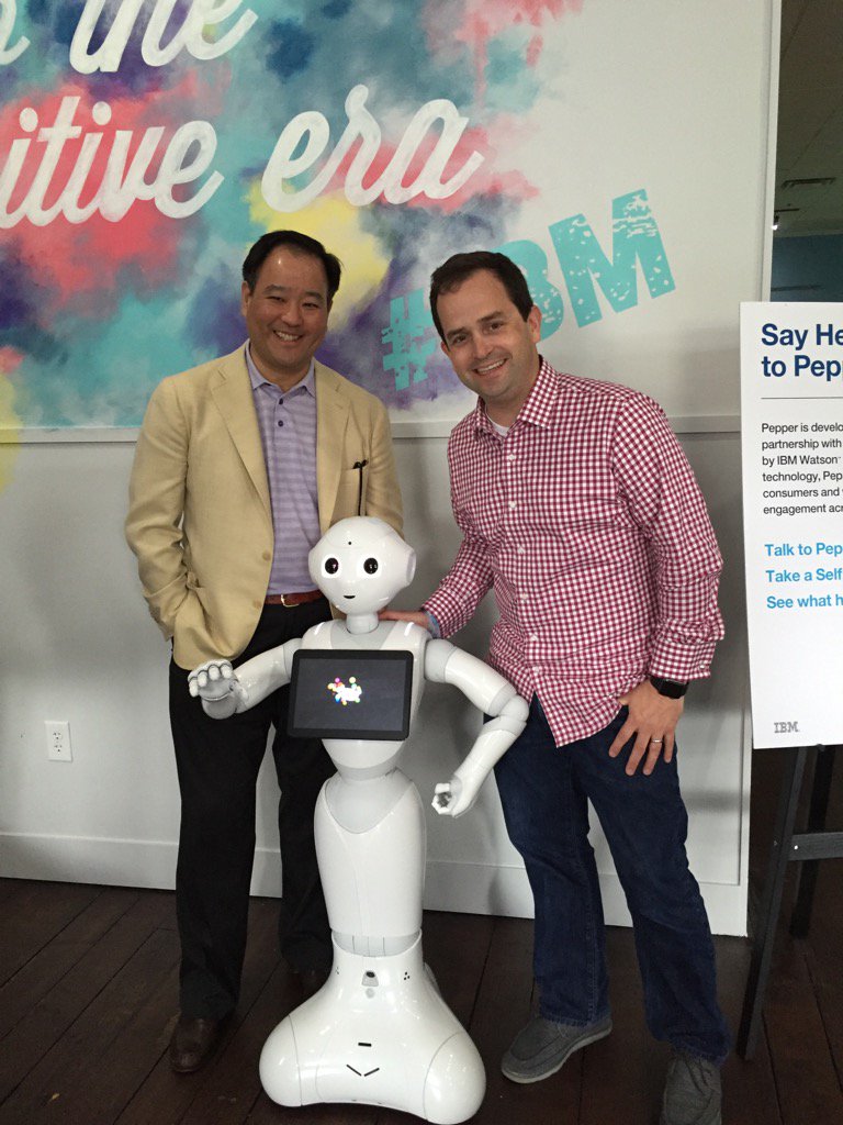 Hanging with @ibm watson powered pepper and <a href="/coastw/">Jon Iwata</a> at the #ibm cognitive studio #SXSW2016