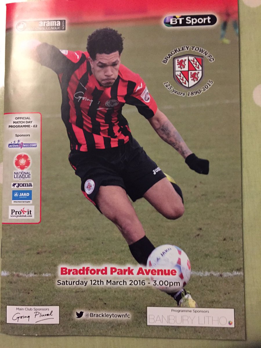 BrackleyTownFC's tweet photo. Get tomorrow's programme - free for BTFC season ticket holders - around the ground £2. #fillSJP @BPAFCOfficial https://t.co/mjiFq2zg6N