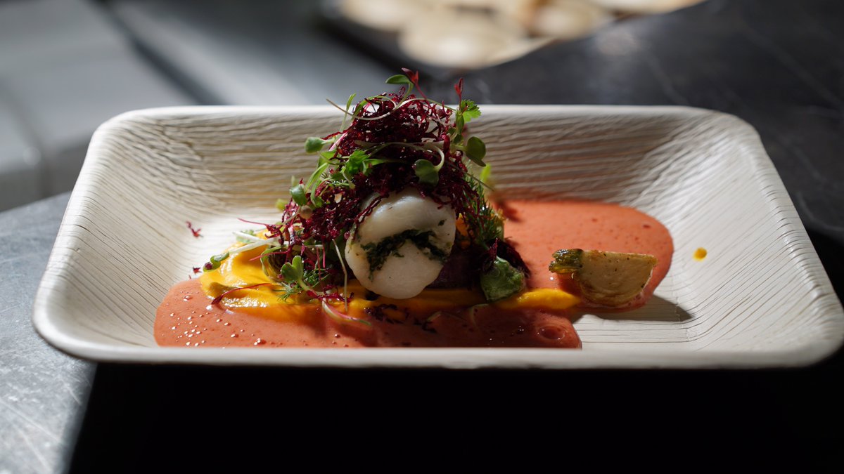 Stuffed cod: carrot &amp; ginger mousseline | spring vegetable | blood orange by @sylvainto of @hyattneworleans