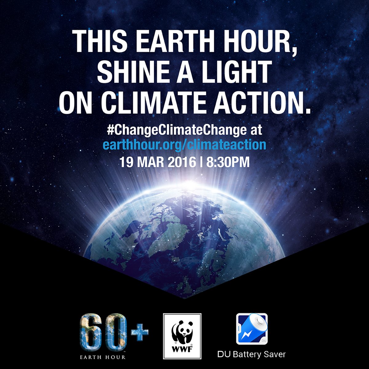 Stay tuned for a surprise from our partner @DUapps for #EarthHour. This is our time to #ChangeClimateChange