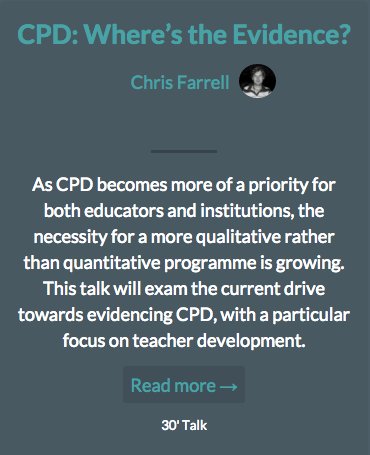 InnovateELT's tweet photo. Chris Farrell (@ChrisPatrickF) will talk about #CPD #teacherdevelopement #ELT #iELT16 https://t.co/sipxseq7pq https://t.co/NmvQvMa65L